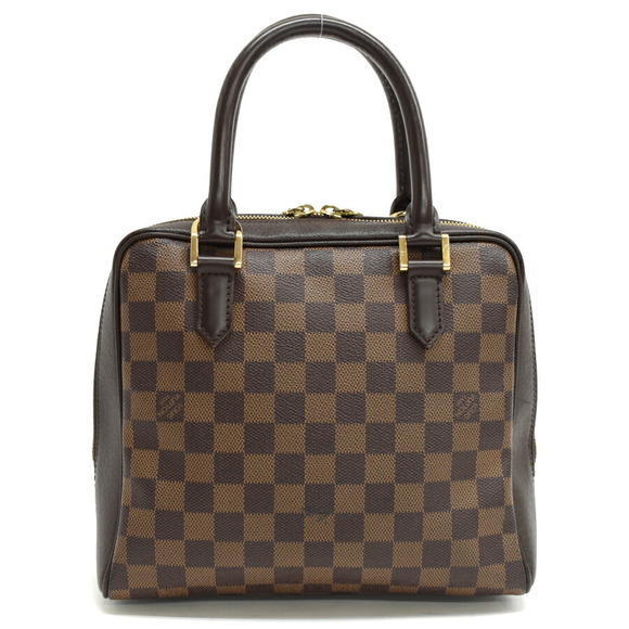 Louis Vuitton Brera Handbag Damier Ebene Brown Canvas Leather